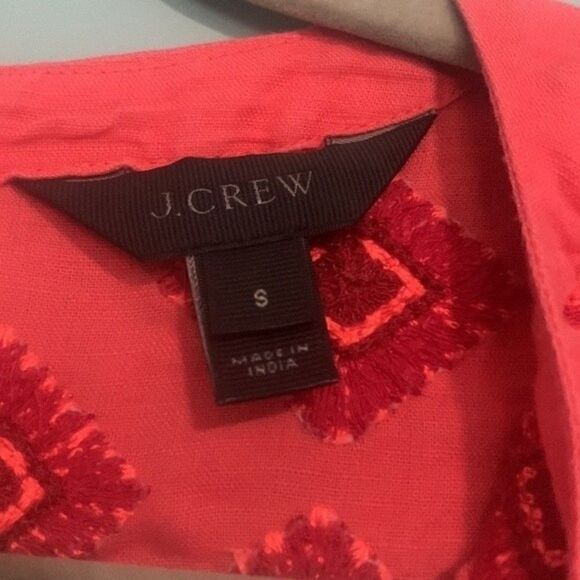 J. Crew Sunburst Embroidered Linen Shift Dress - Picture 4 of 7